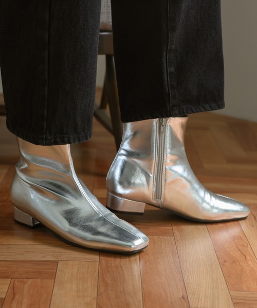 select MOCA(セレクトモカ)の「スクエアトゥローヒールブーツ(ブーツ・レディース・ブラック/シルバー/ブラック系その他・SMALL/MEDIUM/LARGE/X-LARGE)」の13枚目の写真