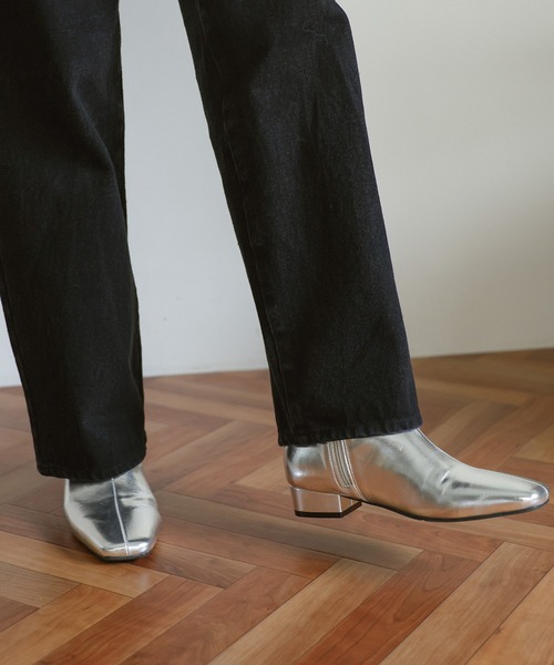 select MOCA(セレクトモカ)の「スクエアトゥローヒールブーツ(ブーツ・レディース・ブラック/シルバー/ブラック系その他・SMALL/MEDIUM/LARGE/X-LARGE)」の10枚目の写真