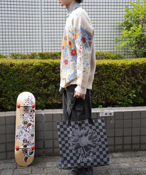 HOOK(フック)の「HOOK -original- マーガレット畑模様ニット(ニット/セーター・メンズ・パープル/ライトベージュ・L/M/XL)」の14枚目の写真