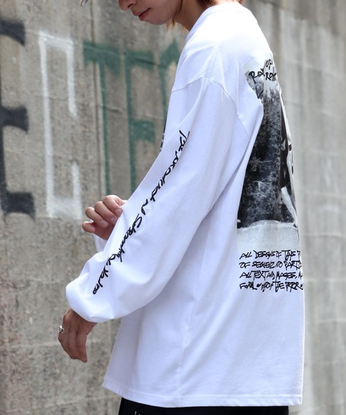 SEQUENZ(シークエンズ)の「【SEQUENZ/シークエンズ】O.G COLLAGE PUFF PT L/S TEE / フォトコラージュ パフ プリント 長袖 Tシャツ(Tシャツ/カットソー・メンズ・ブラック/ホワイト/オレンジ/ネイビー・S/M/L/LL)」の8枚目の写真