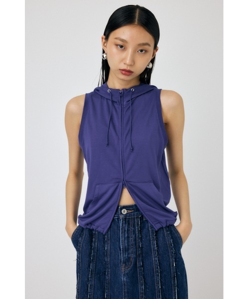 MOUSSY（マウジー）の「H/N HOODIE ベスト（ベスト・レディース・ブルー/オフホワイト・FREE）」の15枚目の写真