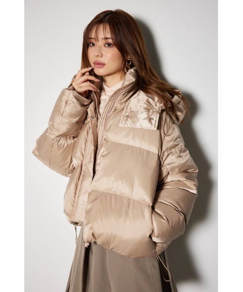 セール】フード付きショートダウンジャケット 秋服 冬服（ダウン