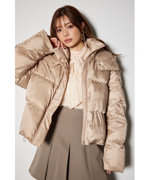 rienda（リエンダ）の「フード付きショートダウンジャケット 秋服 冬服（ダウンジャケット/コート・レディース・ベージュ/ブラック/ライトピンク・SMALL/MEDIUM）」の19枚目の写真