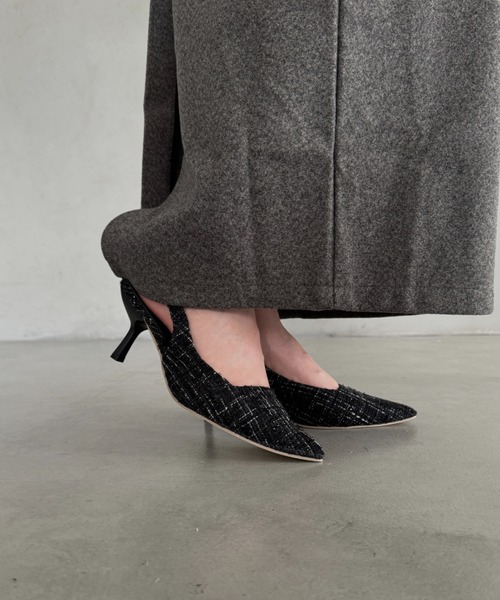 セール】ツイードミュールパンプス（パンプス）｜MYMOOD
