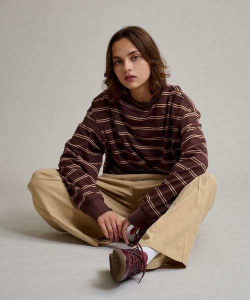 WETTEMPT(ウィテンプト)の「DRAW CORD MULTI BORDER LONG TEE / ドローコードマルチボーダーロンT(Tシャツ/カットソー・メンズ・ブルー/ライトブラウン・SMALL/MEDIUM/LARGE)」の12枚目の写真