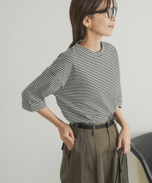 URBAN RESEARCH DOORS(アーバンリサーチドアーズ)の「『UR TECH』USAコットン5分袖ロールスリーブTシャツ(Tシャツ/カットソー・レディース・アイボリー/ライトブルー/オリーブ/ホワイト系その他・MEDIUM)」の3枚目の写真
