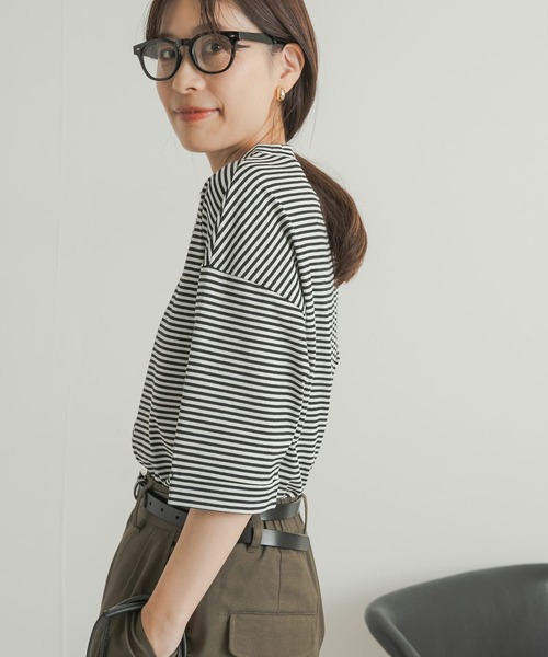 URBAN RESEARCH DOORS(アーバンリサーチドアーズ)の「『UR TECH』USAコットン5分袖ロールスリーブTシャツ(Tシャツ/カットソー・レディース・アイボリー/ライトブルー/オリーブ/ホワイト系その他・MEDIUM)」の22枚目の写真