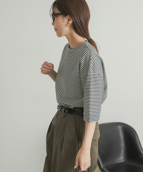 URBAN RESEARCH DOORS(アーバンリサーチドアーズ)の「『UR TECH』USAコットン5分袖ロールスリーブTシャツ(Tシャツ/カットソー・レディース・アイボリー/ライトブルー/オリーブ/ホワイト系その他・MEDIUM)」の19枚目の写真