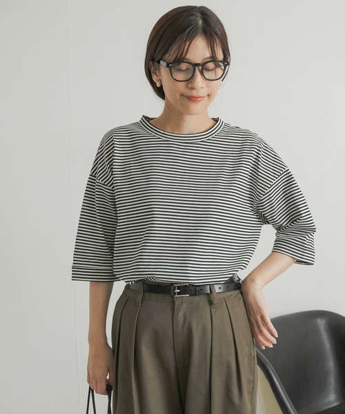 URBAN RESEARCH DOORS(アーバンリサーチドアーズ)の「『UR TECH』USAコットン5分袖ロールスリーブTシャツ(Tシャツ/カットソー・レディース・アイボリー/ライトブルー/オリーブ/ホワイト系その他・MEDIUM)」の16枚目の写真
