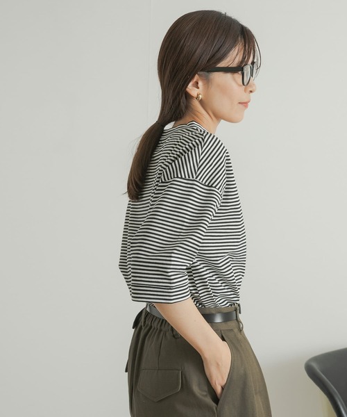 URBAN RESEARCH DOORS(アーバンリサーチドアーズ)の「『UR TECH』USAコットン5分袖ロールスリーブTシャツ(Tシャツ/カットソー・レディース・アイボリー/ライトブルー/オリーブ/ホワイト系その他・MEDIUM)」の15枚目の写真