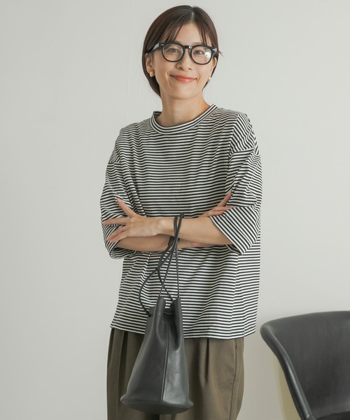 URBAN RESEARCH DOORS(アーバンリサーチドアーズ)の「『UR TECH』USAコットン5分袖ロールスリーブTシャツ(Tシャツ/カットソー・レディース・アイボリー/ライトブルー/オリーブ/ホワイト系その他・MEDIUM)」の12枚目の写真