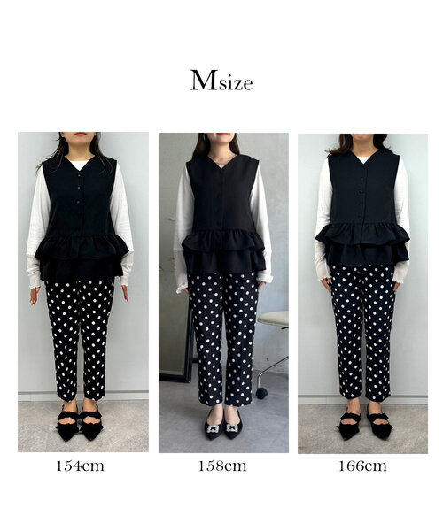 prose verse(プロズヴェール)の「3wayダブルフリルペプラムジレ(ベスト・レディース・ブラック・LARGE/MEDIUM)」の5枚目の写真