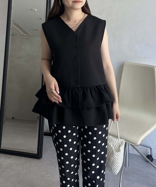 prose verse(プロズヴェール)の「3wayダブルフリルペプラムジレ(ベスト・レディース・ブラック・LARGE/MEDIUM)」の7枚目の写真