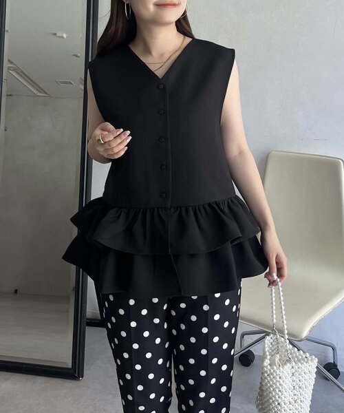 prose verse(プロズヴェール)の「3wayダブルフリルペプラムジレ(ベスト・レディース・ブラック・LARGE/MEDIUM)」の8枚目の写真