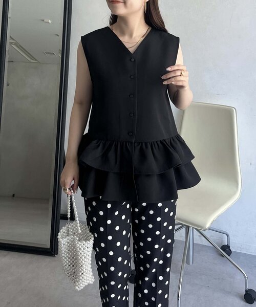prose verse(プロズヴェール)の「3wayダブルフリルペプラムジレ(ベスト・レディース・ブラック・LARGE/MEDIUM)」の9枚目の写真