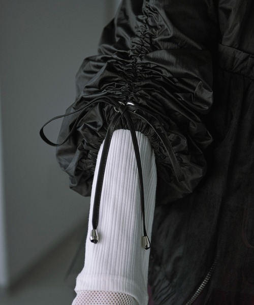 Ezick（エジック）の「Shirring sleeveボリュームチュールMA1（MA-1・レディース・ライトグレー/ブラック・FREE）」の6枚目の写真