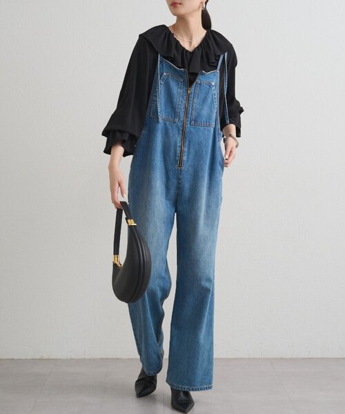 ラウンジドレス／デニムオールインワン Loungedress オールインワン デニムパフオールインワン