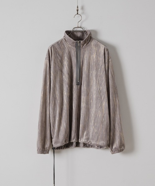 CASPER JOHN(キャスパージョン)の「Foilvelor half zip sweat/ホイルベロアハーフジップスウェット(スウェット・メンズ・ブラック/グレー・X-SMALL/SMALL/MEDIUM/LARGE)」の5枚目の写真