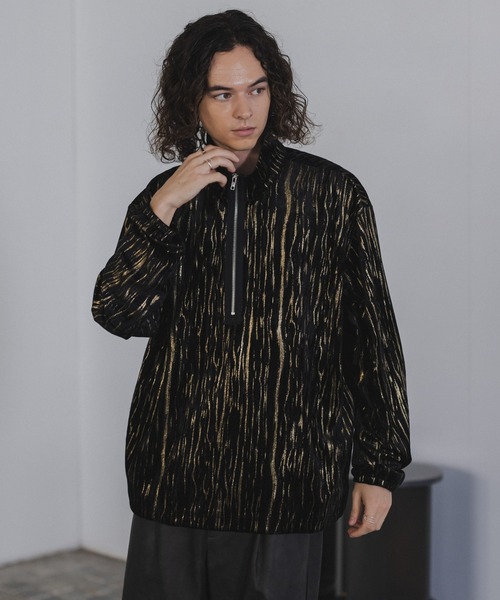 Foilvelor half zip sweat/ホイルベロアハーフジップスウェット