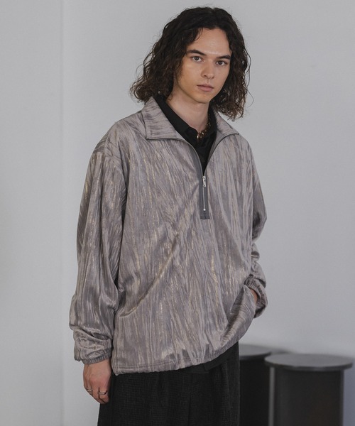 CASPER JOHN(キャスパージョン)の「Foilvelor half zip sweat/ホイルベロアハーフジップスウェット(スウェット・メンズ・ブラック/グレー・X-SMALL/SMALL/MEDIUM/LARGE)」の7枚目の写真