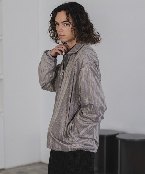 CASPER JOHN(キャスパージョン)の「Foilvelor half zip sweat/ホイルベロアハーフジップスウェット(スウェット・メンズ・ブラック/グレー・X-SMALL/SMALL/MEDIUM/LARGE)」の8枚目の写真