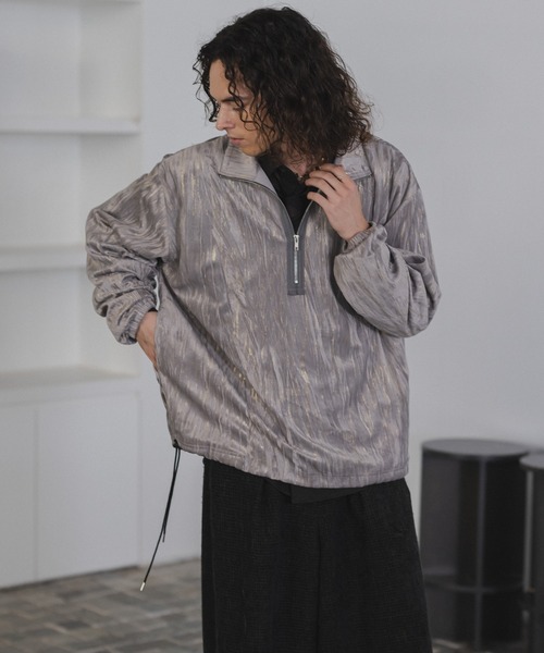 CASPER JOHN(キャスパージョン)の「Foilvelor half zip sweat/ホイルベロアハーフジップスウェット(スウェット・メンズ・ブラック/グレー・X-SMALL/SMALL/MEDIUM/LARGE)」の10枚目の写真