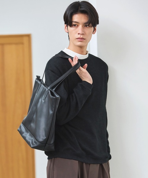 ESSENTIALS WARDROBE(エッセンシャルワードローブ)の「マイクロメランジシャギー長袖クルーネックニット(ニット/セーター・メンズ・チャコール/ブラウン/グレー/ブラック・L/M/S/XL)」の6枚目の写真