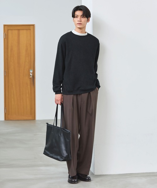 ESSENTIALS WARDROBE(エッセンシャルワードローブ)の「マイクロメランジシャギー長袖クルーネックニット(ニット/セーター・メンズ・チャコール/ブラウン/グレー/ブラック・L/M/S/XL)」の7枚目の写真