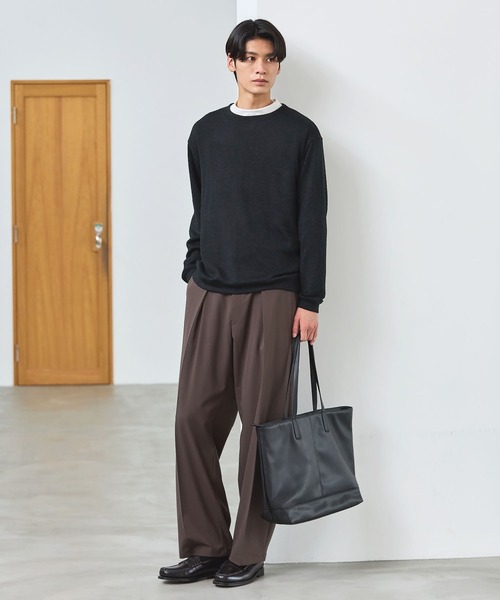 ESSENTIALS WARDROBE(エッセンシャルワードローブ)の「マイクロメランジシャギー長袖クルーネックニット(ニット/セーター・メンズ・チャコール/ブラウン/グレー/ブラック・L/M/S/XL)」の8枚目の写真