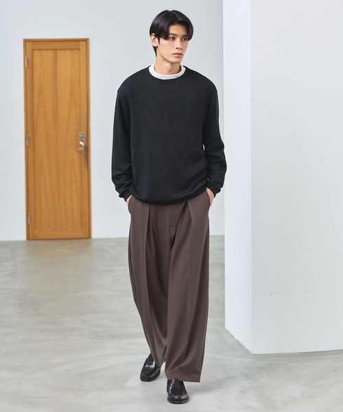 ESSENTIALS WARDROBE(エッセンシャルワードローブ)の「マイクロメランジシャギー長袖クルーネックニット(ニット/セーター・メンズ・チャコール/ブラウン/グレー/ブラック・L/M/S/XL)」の11枚目の写真