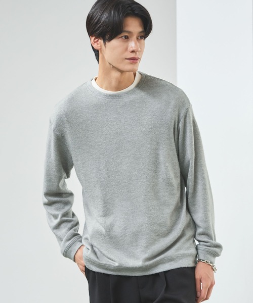 ESSENTIALS WARDROBE(エッセンシャルワードローブ)の「マイクロメランジシャギー長袖クルーネックニット(ニット/セーター・メンズ・チャコール/ブラウン/グレー/ブラック・L/M/S/XL)」の12枚目の写真