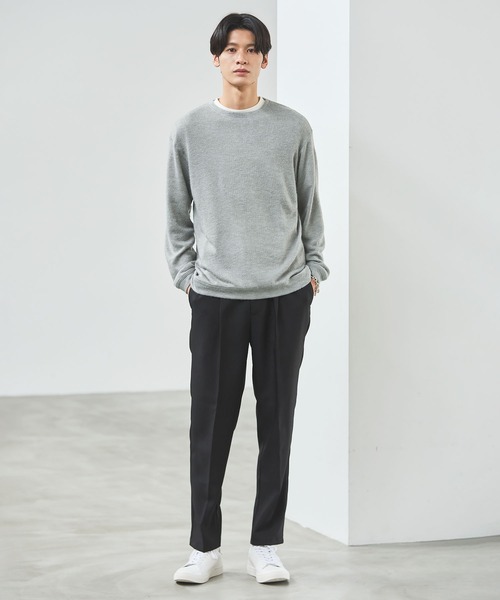 ESSENTIALS WARDROBE(エッセンシャルワードローブ)の「マイクロメランジシャギー長袖クルーネックニット(ニット/セーター・メンズ・チャコール/ブラウン/グレー/ブラック・L/M/S/XL)」の15枚目の写真