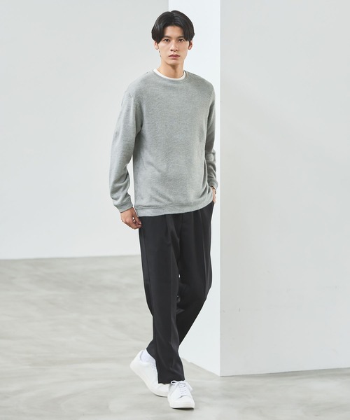 ESSENTIALS WARDROBE(エッセンシャルワードローブ)の「マイクロメランジシャギー長袖クルーネックニット(ニット/セーター・メンズ・チャコール/ブラウン/グレー/ブラック・L/M/S/XL)」の16枚目の写真