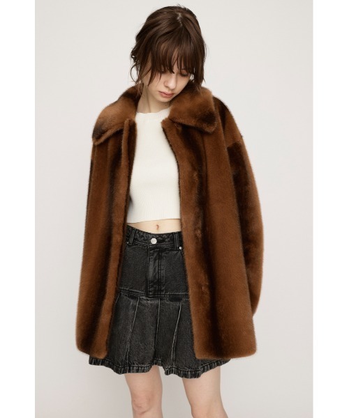 SLY スライ　ブラウン ファーコート SLY（スライ）の「F/FUR FRONT HOOK COAT フェイクファー