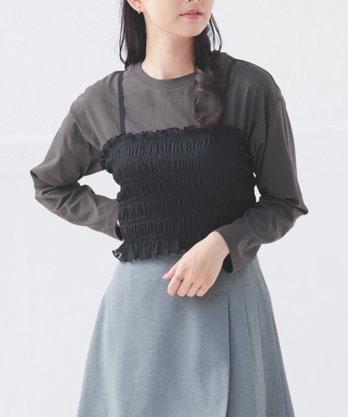 Honeys(ハニーズ)の「Tシャツ付ビスチェ(Tシャツ/カットソー・レディース・ピンク/ブラック/グレー・S/M/L)」の2枚目の写真
