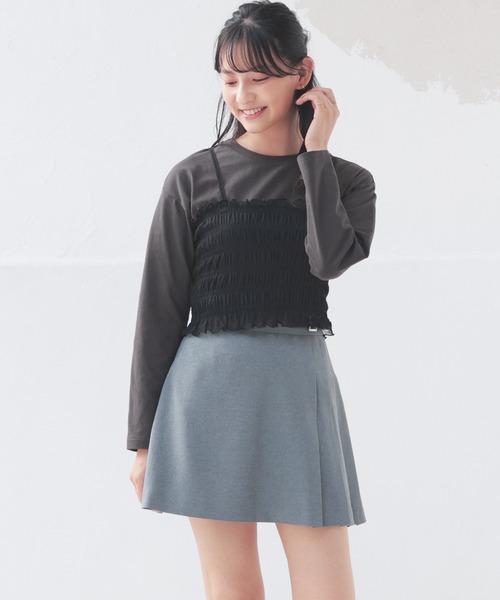 Honeys(ハニーズ)の「Tシャツ付ビスチェ(Tシャツ/カットソー・レディース・ピンク/ブラック/グレー・S/M/L)」の10枚目の写真