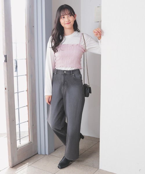 Honeys(ハニーズ)の「Tシャツ付ビスチェ(Tシャツ/カットソー・レディース・ピンク/ブラック/グレー・S/M/L)」の14枚目の写真