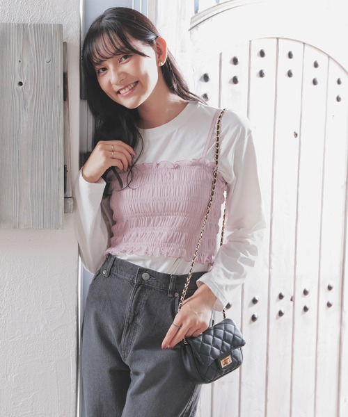 Honeys(ハニーズ)の「Tシャツ付ビスチェ(Tシャツ/カットソー・レディース・ピンク/ブラック/グレー・S/M/L)」の15枚目の写真