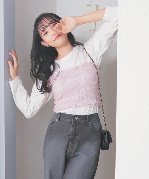 Honeys(ハニーズ)の「Tシャツ付ビスチェ(Tシャツ/カットソー・レディース・ピンク/ブラック/グレー・S/M/L)」の16枚目の写真
