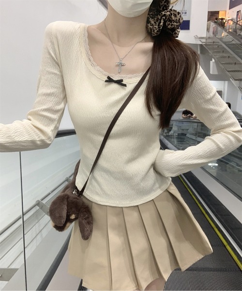 レースネックリボンロンT(Tシャツ/カットソー)|AMAJI(アマジ)