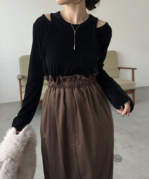 CAPRICIEUX LE'MAGE | 【低身長サイズあり】ベロアドッキングワンピース(ワンピース)