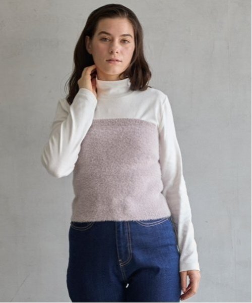 petit main LIEN(プティマインリアン)の「【親子リンク】キラキラニットビスチェセット(Tシャツ/カットソー・レディース・シルバーグレー/ラベンダー・FREE)」の1枚目の写真