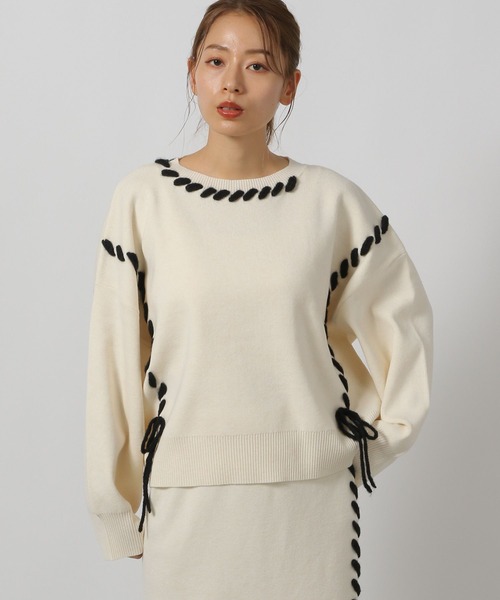 LAKOLE（ラコレ）の「ハンドステッチニットプルオーバー / 143183（ニット/セーター・レディース・チャコール/モカ/アイボリー/ブラック/ライトグレー/ブラウン・FREE）」の6枚目の写真