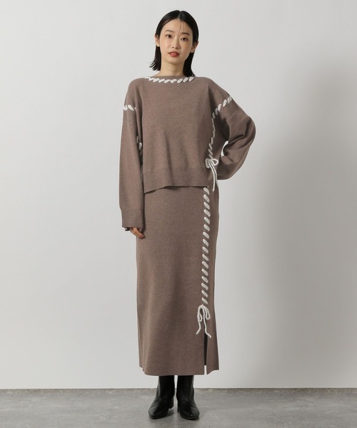 LAKOLE（ラコレ）の「ハンドステッチニットプルオーバー / 143183（ニット/セーター・レディース・チャコール/モカ/アイボリー/ブラック/ライトグレー/ブラウン・FREE）」の15枚目の写真