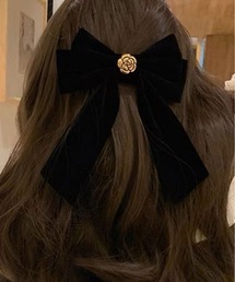 kirakiraShop（キラキラショップ）の「クラシカル ベロア リボン バレッタ（バレッタ/ヘアクリップ）」