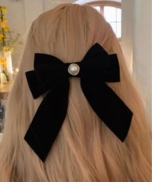 kirakiraShop(キラキラショップ)のクラシカル ベロア リボン バレッタ(バレッタ/ヘアクリップ)