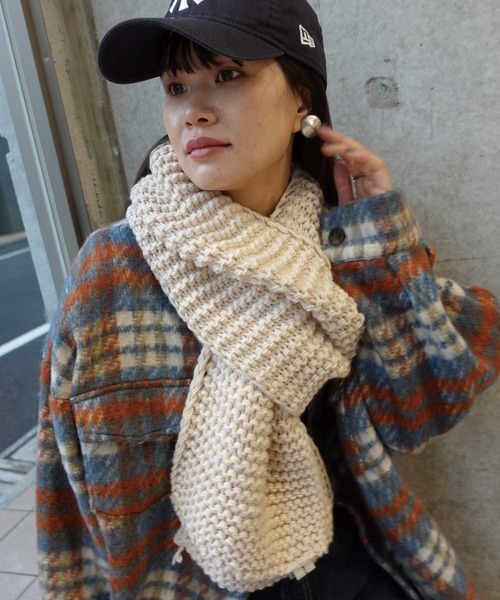 Loro Piana　ローゲージニットマフラー ロロピアーナLoro Pianaカシミア100％ニットマフラー 濃紺 (Loro