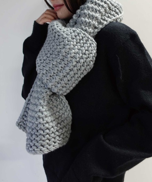 CORNERS（コーナーズ）の「【福本莉子さん着用】ガーター編みローゲージニットマフラー（マフラー・レディース・アイボリー/ネイビー/ボルドー/ピンク/ブラウン/ライトグレー/ブラック・FREE）」の9枚目の写真