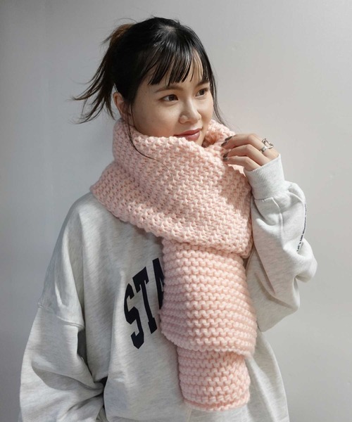 セール】【福本莉子さん着用】ガーター編みローゲージニットマフラー