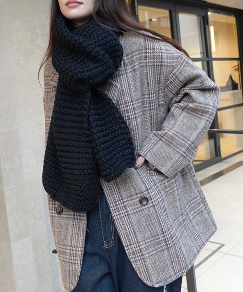 CORNERS（コーナーズ）の「【福本莉子さん着用】ガーター編みローゲージニットマフラー（マフラー・レディース・アイボリー/ネイビー/ボルドー/ピンク/ブラウン/ライトグレー/ブラック・FREE）」の18枚目の写真